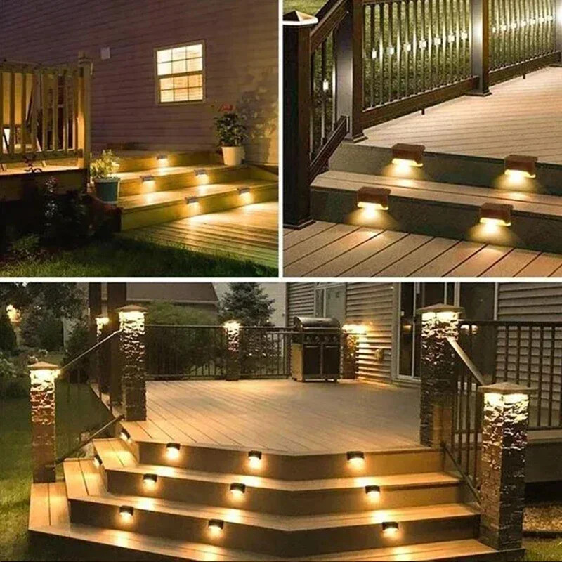 4/8/12Pcs Solar Deck Lights Outdoor Waterproof LED Fence Lights Step Garden