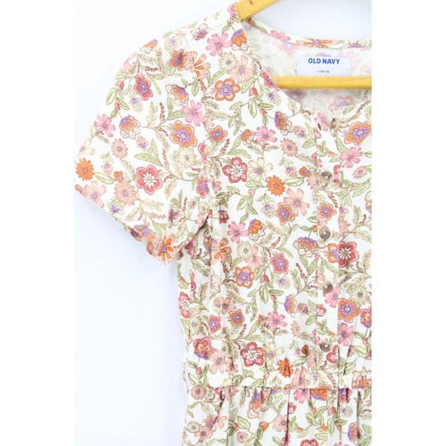Old Navy Jumpsuit Girls Kids Beige Floral Pattern Short Sleeve One Piece Large - Picture 4 of 11