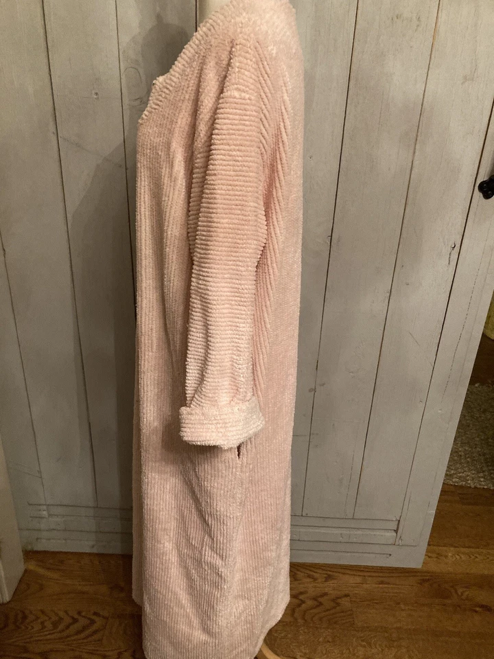Bata larga con cremallera de tela de rizo de chenilla rosa íntima Talbots para mujer M Foto 4 de 4