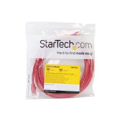 StarTech 10 piedi Cat6 cavo Ethernet - rosso, senza strappi, PoE, cavo patch UTP (N6PATCH10RD) - Foto 4 di 4