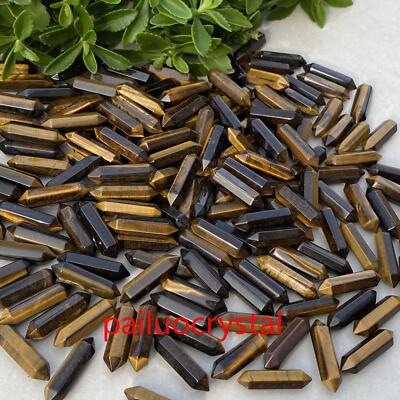 100p Wholesale Natural Tiger's eye jasper Obelisk Quartz Crystal Double Point 1''