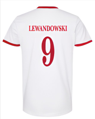 Robert Lewandowski #9 T-Shirt Polska With Eagle Euro 2024 Soccer Poland Jersey