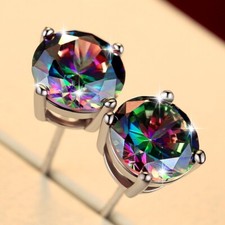 Gorgeous 925 Silver Stud Earring Women Cubic Zircon Jewelry Gift