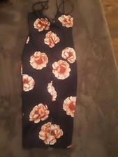 Womens Black Missguided Bodycon Floral dress Size 8 UK New