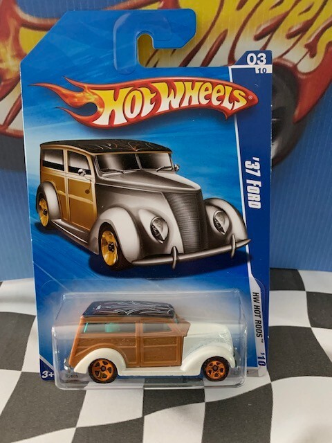 Hot Wheels 2010 HW Hot Rods 3/10 139 1937 '37 Ford Woodie Wagon White 5sp_Orange