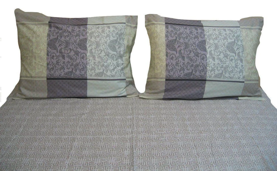 Juego de sábanas planas y fundas de almohada DaDa ropa de cama jacquard gris floral cachemira (FS8222) Foto 2 de 4