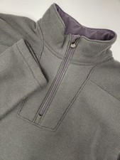 Under Armour Sweatshirt Men's M  Gray Loose 1/4 Zip Mock Neck Textured Fleece
