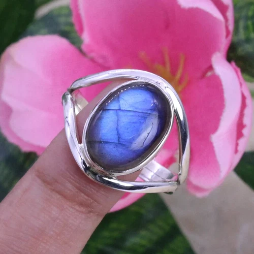 Labradorite 925 Sterling Silver Band & Statement Ring Handmade Ring All size
