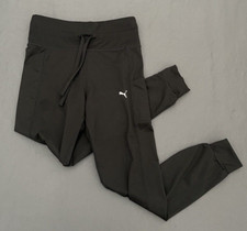 Puma Joggers Pants Womens Size Medium Black Drawstring Waist Side Pocket