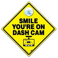 Smile You're On Dash Cam Sign, CCTV Car Sign, Anti Tailgater Sign, Dashcam Sign
