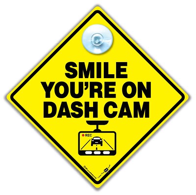 Smile You're On Dashcam Schild, CCTV Autoschild, Anti Tailgater Schild, Dashcam Schild