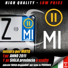 2 Adesivi per TARGA MOTO sigla PROVINCIA e ANNO 2011 moto stickers