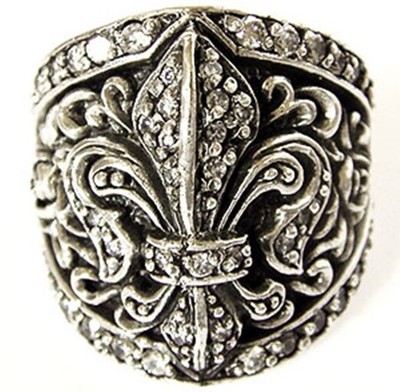 GEMS GOTHIC FLEUR DE LIS 925 STERLING SILVER MENS RING