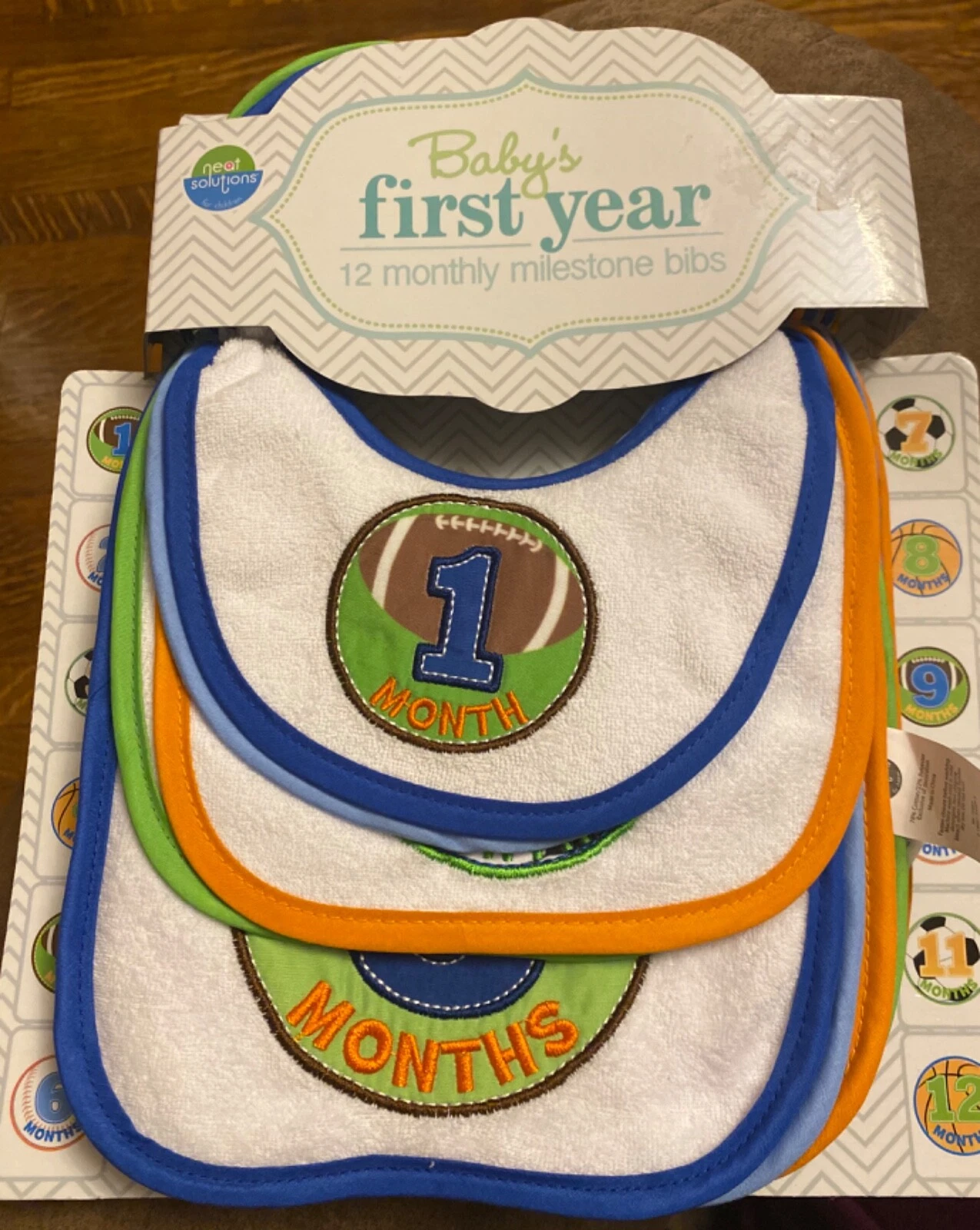 Neat Solutions Baby’s First Year 12 Monthly Milestone Bibs, Baby Shower