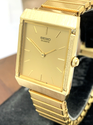 Seiko Men's Watch 6530-5850 Vintage Quartz Gold Dial Tank