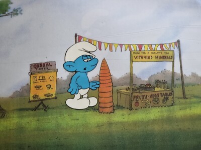 Hanna Barbera Original 1980er Vintage TV SCHLÜMPFE Animation Kunst Produktion Cel #256