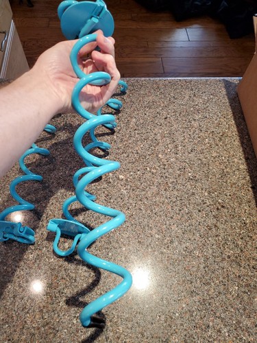 Spiral Ground Anchor, 16 Inches, Three Count, Dog Tether Trampoline stakes Blue - Picture 3 of 6