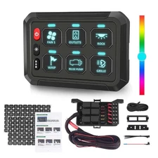 6 Gang ON/OFF Switch Panel Circuit Control Box Light Bar Marine Boat Car 12V/24V