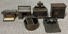 Vintage Lot Of 6 Durham Industries Metal Dollhouse Miniatures Made in Hong Kong