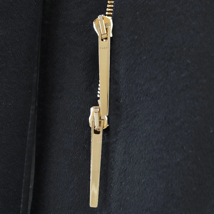 Gucci Cappotto Strain Collare Logo Fodera Cashmere Lana Melton Zip Manica Pelle Se