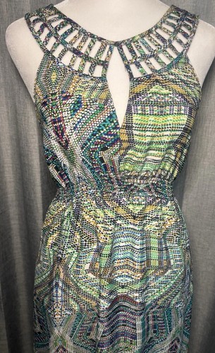PRESLEY SKYE Maxi Dress Multi-Color Sleeveless Keyhole Pullover Size XSmall - Picture 4 of 13