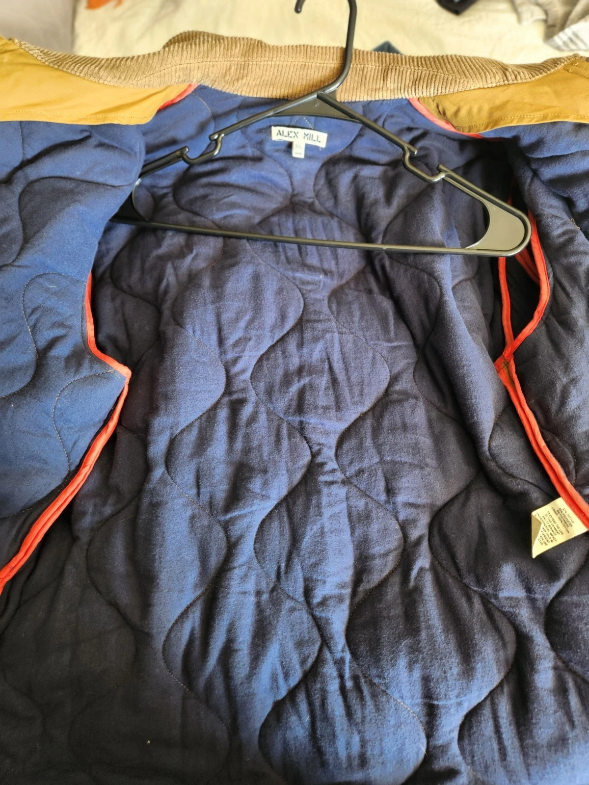 ALEX MILL Men’s Philip Jacket in Quilted Cotton Nylon Golden Khaki Color Size XL image 4
