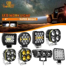 4" LED Driving Work Light Spot Flood White Amber Pods Off Road Truck Fog Light
