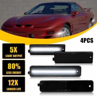 For 1998-2002 Pontiac Firebird LED Smoke Side Marker Lights Front Rear White EE