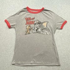 Tom and Jerry Gray T-Shirt Kids Sz XL Graphic Cartoon Casual Distressed