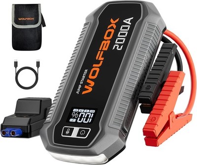 WOLFBOX Starthilfe Powerbank 2000A, 12V Auto Starthilfe (7L Benzin/6L Diesel)