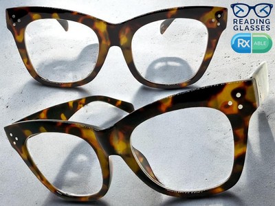 Oversized Vintage Retro READING EYE GLASSES READERS Large Tortoise Frame +3.00