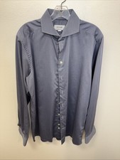 Eton Men's Dress Shirt Sz 16 41 Contemporary Fit Blue Button Down Collar Cotton
