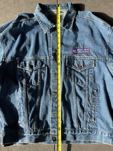 Vintage Bon Jovi One Wild Night 2001 Tour Denim Jacket XL Haleman Custom Patch image 12
