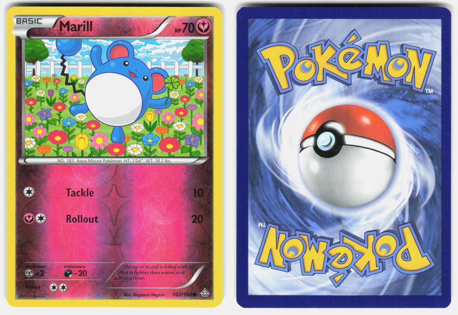 Marill 102/160 Common Primal Clash Pokemon Reverse Holo Lightly Played