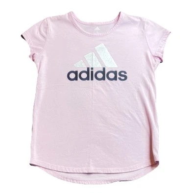 Adidas Pink T Shirt With Graphic Print Little Girls Size Small - Image 1 of 4