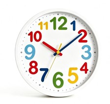 AMOTOFO 9 Inch Kids Silent Wall Clock, Non-Ticking Battery 9 Inch, Multicolor
