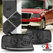 Smoked Housing Clear Corner LED DRL Halogen Headlight Lamps for 04-08 Ford F-150