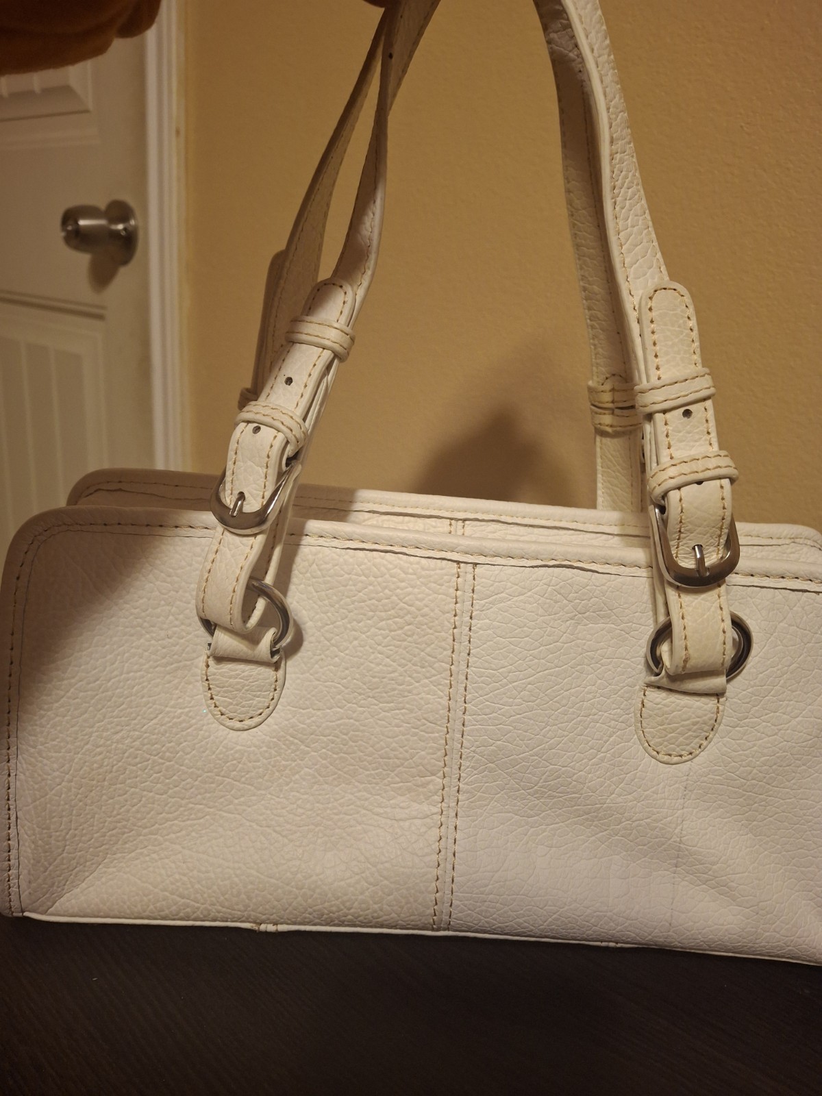 Ameri Leather White Satchel Handbag - image 6