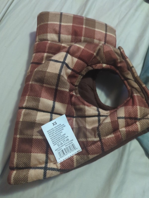 Size XS Flannel Dog Jacket Brown