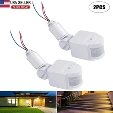 2Pcs PIR Motion Sensor Detector Infrared Home 180° Light Control Switch 110V US