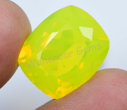 Natural Neon Yellow Opal 15.0 Ct Cushion Certified Untreated Rare Loose Gemstone - Picture 2 of 6
