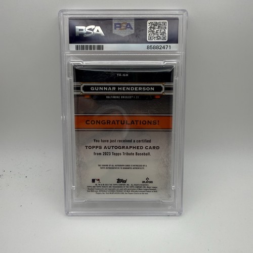 2023 Topps Tribute Gunnar Henderson Blue Auto /150 RC PSA 8 Auto 10 Orioles
