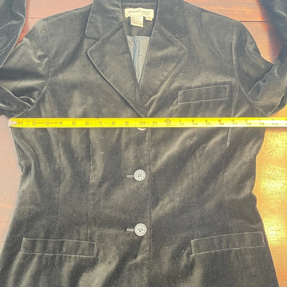 Chaqueta Blazer Newport News Verde Negro Terciopelo Para Mujer Talla 6 Sencillo Pecho Foto 4 de 4