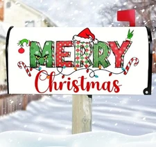 Christmas Mailbox Cover 21x18in Merry Christmas with buckle white