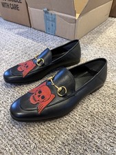 Gucci Red Skull Brixton Black Leather Men’s Loafer Size 7 US Men’s Size 8