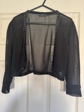 Black Select M/L Sequin Evening Light See through Bolero Jacket