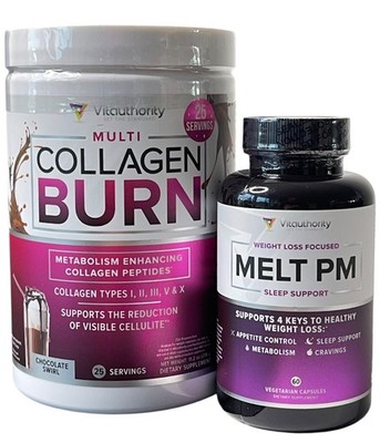 Vitauthority Chocolate Collagen Peptides & Melt PM Weight Loss Sleep & Cellulite