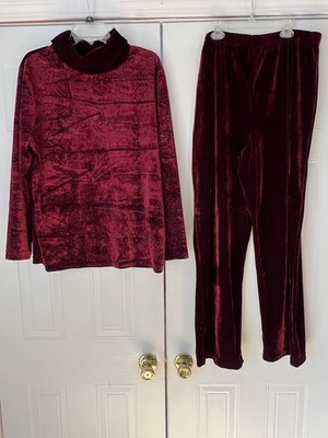 Cold Water Creek Long Sleeve Burgundy Lounge Set Size Large Women s EUC