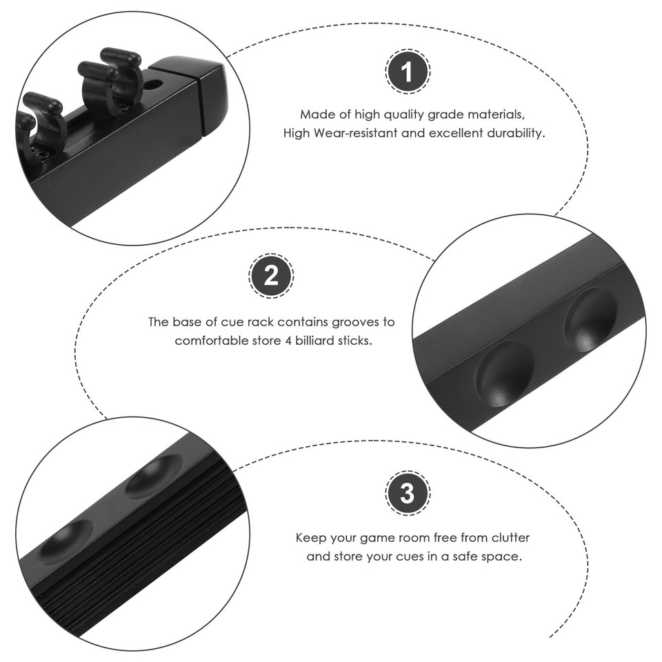 Porte Billard Sur Table Porte-queue De Billard 3 Trous ZLXHDL - Support Lesté Noir Pour Table Ou Chaise, Rangement Pratique Queu De Billard