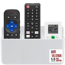 3 Slot Adjustable Remote Control Holder Wall Mount, TV Remote Box Hollow White